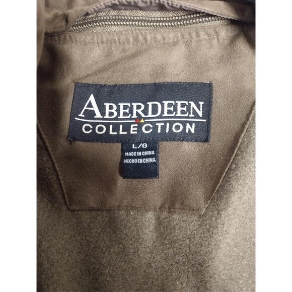 Aberdeen Collection Mens Suede Bomber Jacket Size L Zipper Pockets Brown - Picture 4 of 15
